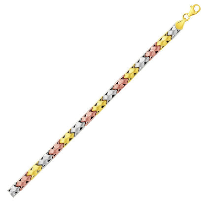 14k Tri-Color Gold Weave Design Bracelet Bids.com