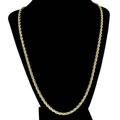 18K 3mm Solid Gold Rope Chain Necklace Men Women DailySale