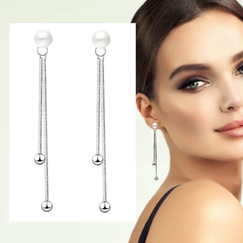 18K Bead Ball And Pearl Long Drop Earrings DailySale