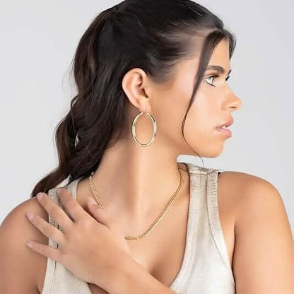 S925 50mm Solid Hoop Earrings for Women DailySale