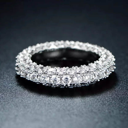 18K Gold and Italian Cut Crystal 3 Row Eternity Ring DailySale