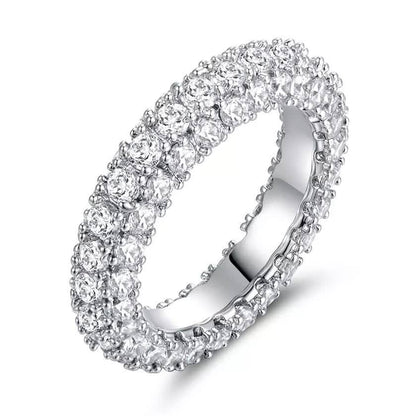 18K Gold and Italian Cut Crystal 3 Row Eternity Ring DailySale