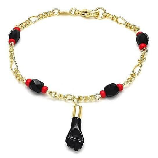 18k Gold Azabache Black Hand Figa Kabbalah 6" DailySale