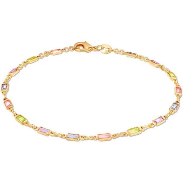 18K Gold Baguette Multi Stone Crystal Bracelet for Women DailySale