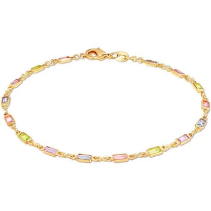 18K Gold Baguette Multi Stone Crystal Bracelet for Women DailySale