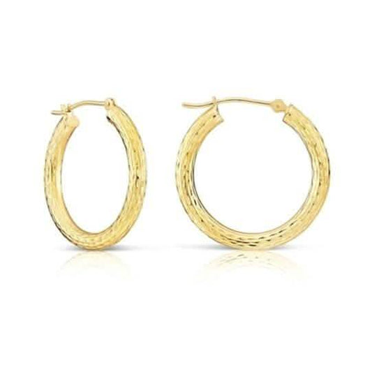 18K Gold Classic 30MM Diamond Cut Hoop Earrings DailySale