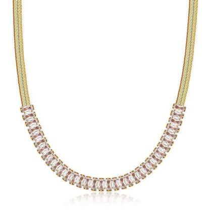 18K Gold Crystal Herringbone Necklace DailySale