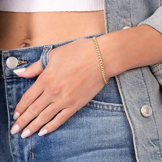 18K Gold Curb Cuban Link Chain Bracelet 8" DailySale
