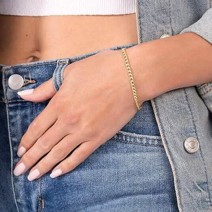 18K Gold Curb Cuban Link Chain Bracelet 8" DailySale