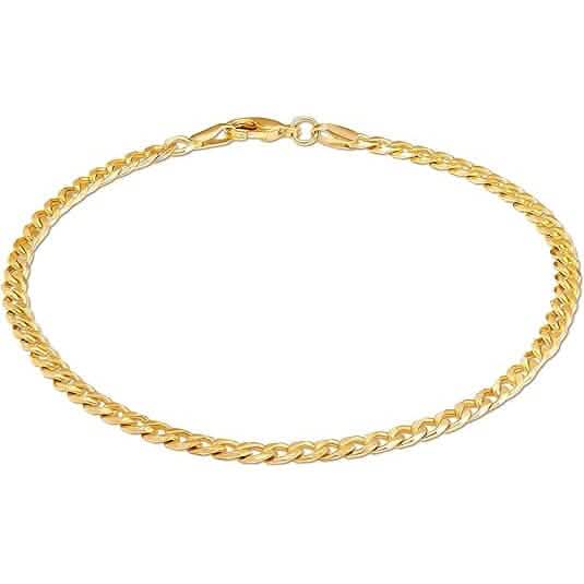18K Gold Curb Cuban Link Chain Bracelet 8" DailySale
