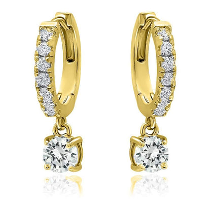 18K Gold Dangle Crystal Drop Huggie Earrings DailySale