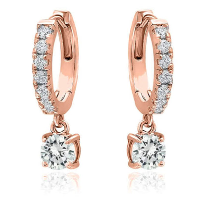 18K Gold Dangle Crystal Drop Huggie Earrings DailySale