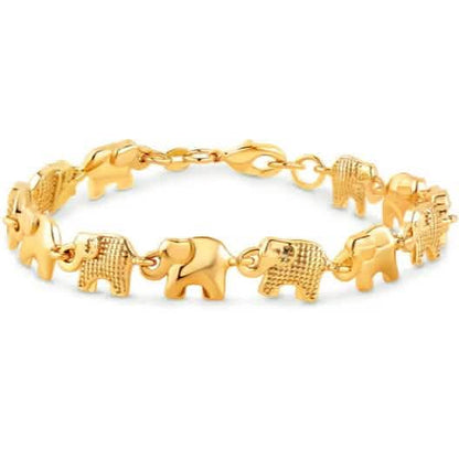 18K Gold Elephant Bracelet For Women 8" DailySale