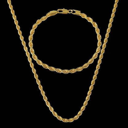 18K Gold European Classic Twist Necklace + Bracelet DailySale