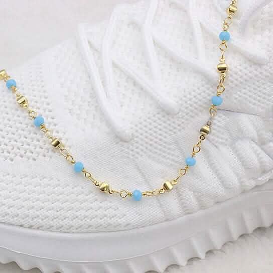 18k Gold Filled High Finish Polish Turquoise Ball Ankle Bracelet DailySale