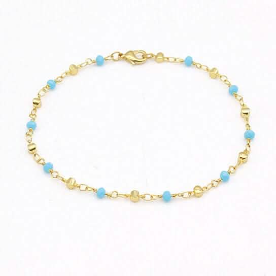 18k Gold Filled High Finish Polish Turquoise Ball Ankle Bracelet DailySale