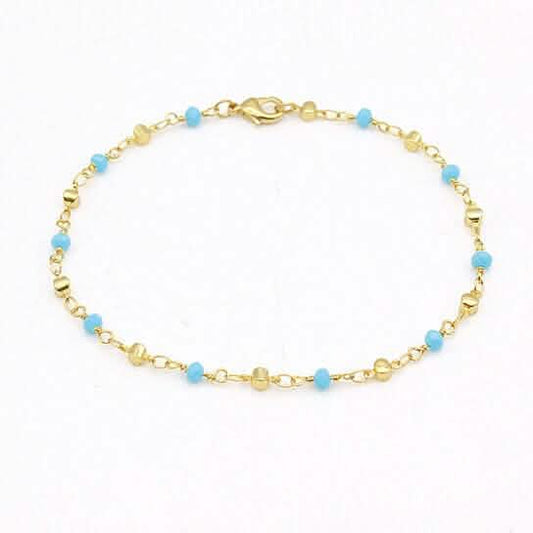 18k Gold Filled High Finish Polish Turquoise Ball Ankle Bracelet DailySale