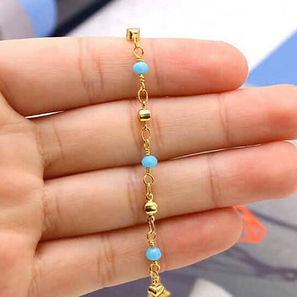 18k Gold Filled High Finish Polish Turquoise Ball Ankle Bracelet DailySale