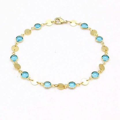 18k Gold Filled High Polish Finish Aquamarine Crystal Ankle Bracelet DailySale