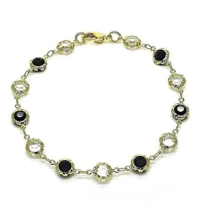 18K Gold Filled High Polish Finish Black and White Made With Crystal Round Ankle Bracelet DailySale