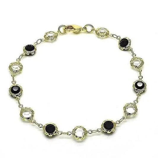 18K Gold Filled High Polish Finish Black and White Made With Crystal Round Ankle Bracelet DailySale