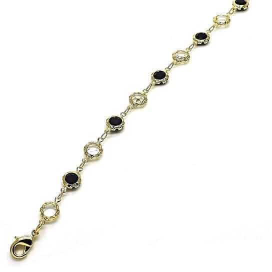 18K Gold Filled High Polish Finish Black and White Made With Crystal Round Ankle Bracelet DailySale