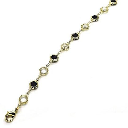 18K Gold Filled High Polish Finish Black and White Made With Crystal Round Ankle Bracelet DailySale