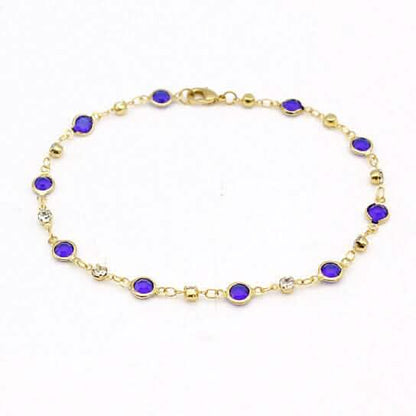 18k Gold Filled High Polish Finish Blue Crystal Ankle Bracelet DailySale