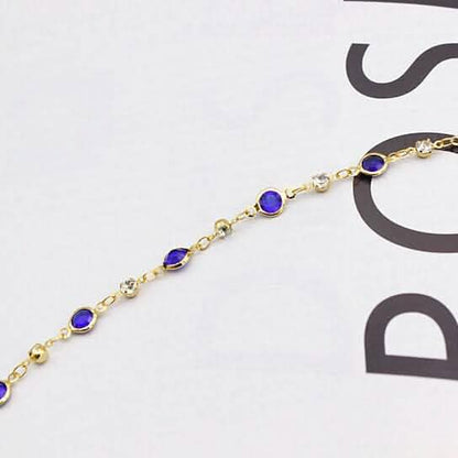 18k Gold Filled High Polish Finish Blue Crystal Ankle Bracelet DailySale