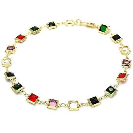 18k Gold Filled High Polish Finish Dark Block Crystal Anklet DailySale