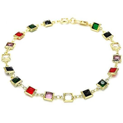 18k Gold Filled High Polish Finish Dark Block Crystal Anklet DailySale