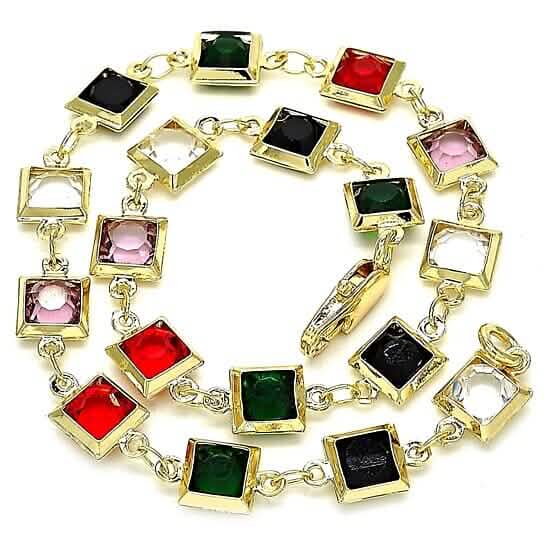 18k Gold Filled High Polish Finish Dark Block Crystal Anklet DailySale