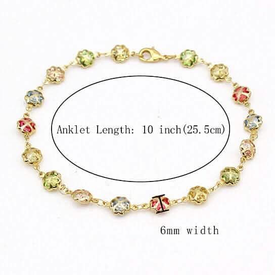 18k Gold Filled High Polish Finish Gold Multi Color Crystal Anklet DailySale