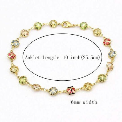 18k Gold Filled High Polish Finish Gold Multi Color Crystal Anklet DailySale