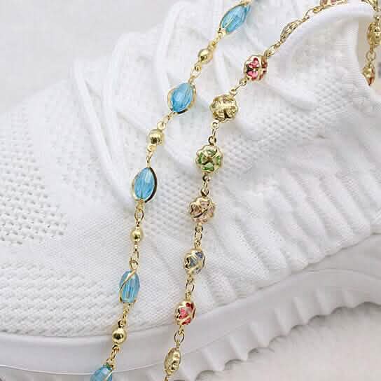 18k Gold Filled High Polish Finish Gold Multi Color Crystal Anklet DailySale