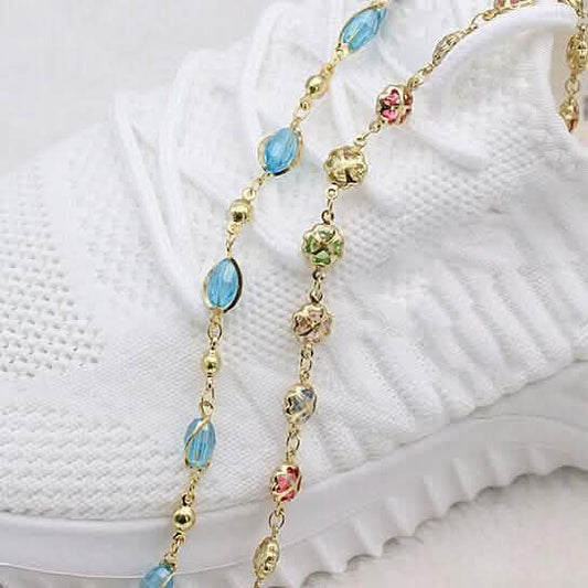 18k Gold Filled High Polish Finish Gold Multi Color Crystal Anklet DailySale