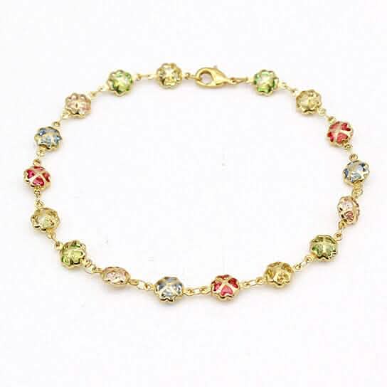 18k Gold Filled High Polish Finish Gold Multi Color Crystal Anklet DailySale