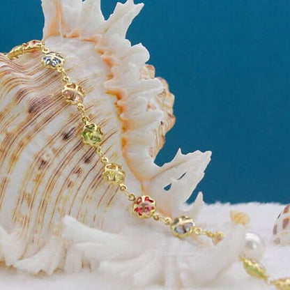 18k Gold Filled High Polish Finish Gold Multi Color Crystal Anklet DailySale