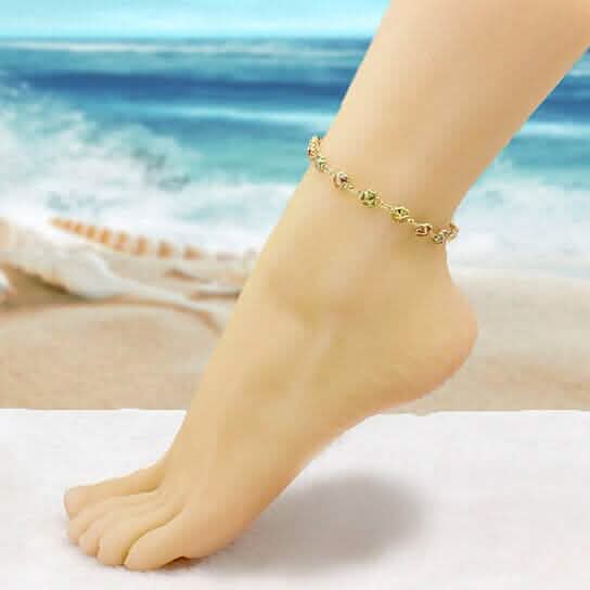 18k Gold Filled High Polish Finish Gold Multi Color Crystal Anklet DailySale