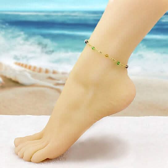 18k Gold Filled High Polish Finish Multi Color Ball Crystal Ankle Bracelet DailySale