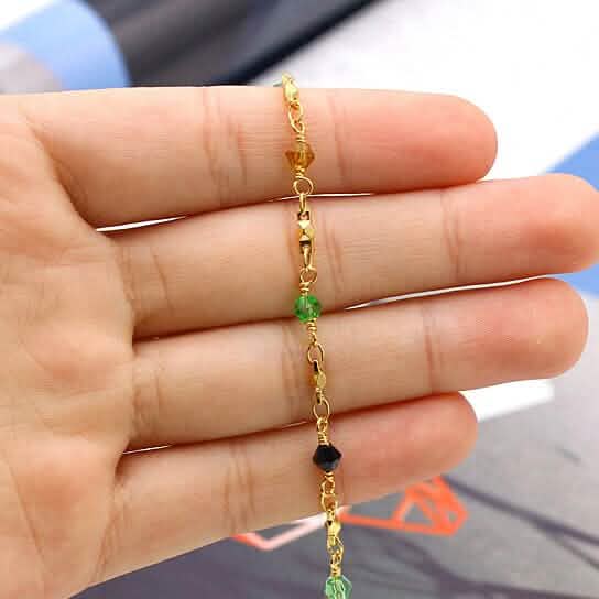 18k Gold Filled High Polish Finish Multi Color Ball Crystal Ankle Bracelet DailySale
