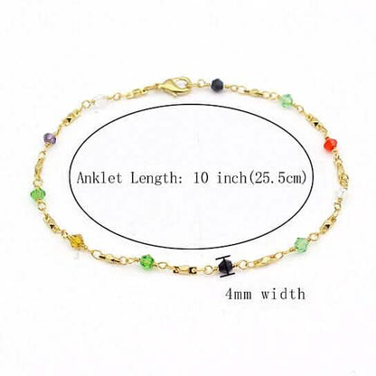 18k Gold Filled High Polish Finish Multi Color Ball Crystal Ankle Bracelet DailySale