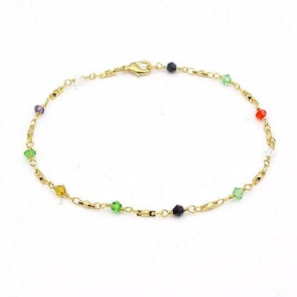 18k Gold Filled High Polish Finish Multi Color Ball Crystal Ankle Bracelet DailySale
