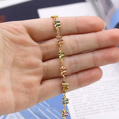 18k Gold Filled High Polish Finish Multi Color Crystal Butterfly Ankle Bracelet DailySale