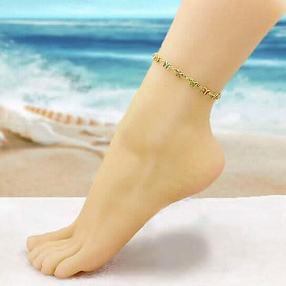 18k Gold Filled High Polish Finish Multi Color Crystal Butterfly Ankle Bracelet DailySale