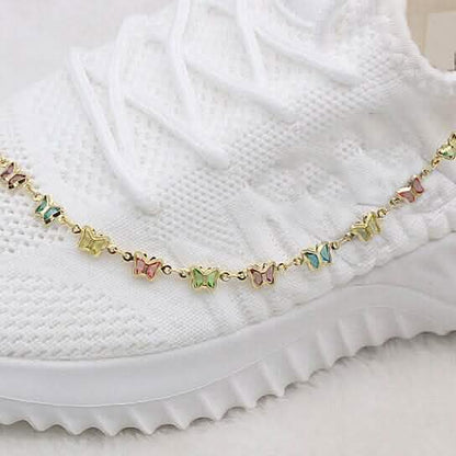 18k Gold Filled High Polish Finish Multi Color Crystal Butterfly Ankle Bracelet DailySale