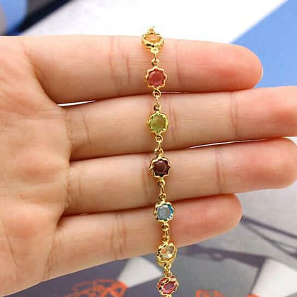 18k Gold Filled High Polish Finish Multi Color Flower Crystal Ankle Bracelet DailySale