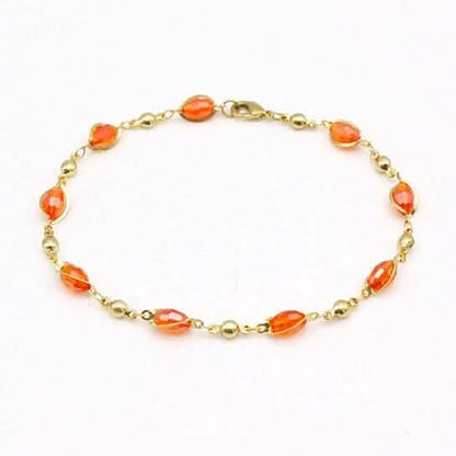 18K Gold Filled High Polish Finish Oval Crystal Ankle Bracelet DailySale