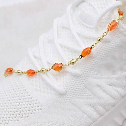 18K Gold Filled High Polish Finish Oval Crystal Ankle Bracelet DailySale