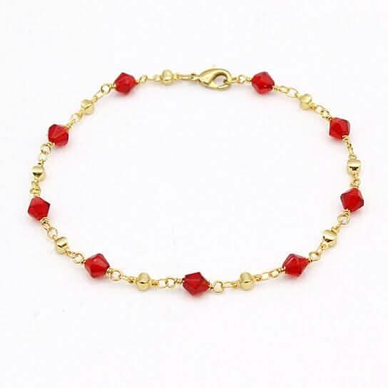 18k Gold Filled High Polish Finish Red Crystal Ankle Bracelet DailySale